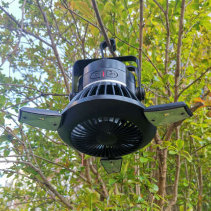 solar camping fan light
