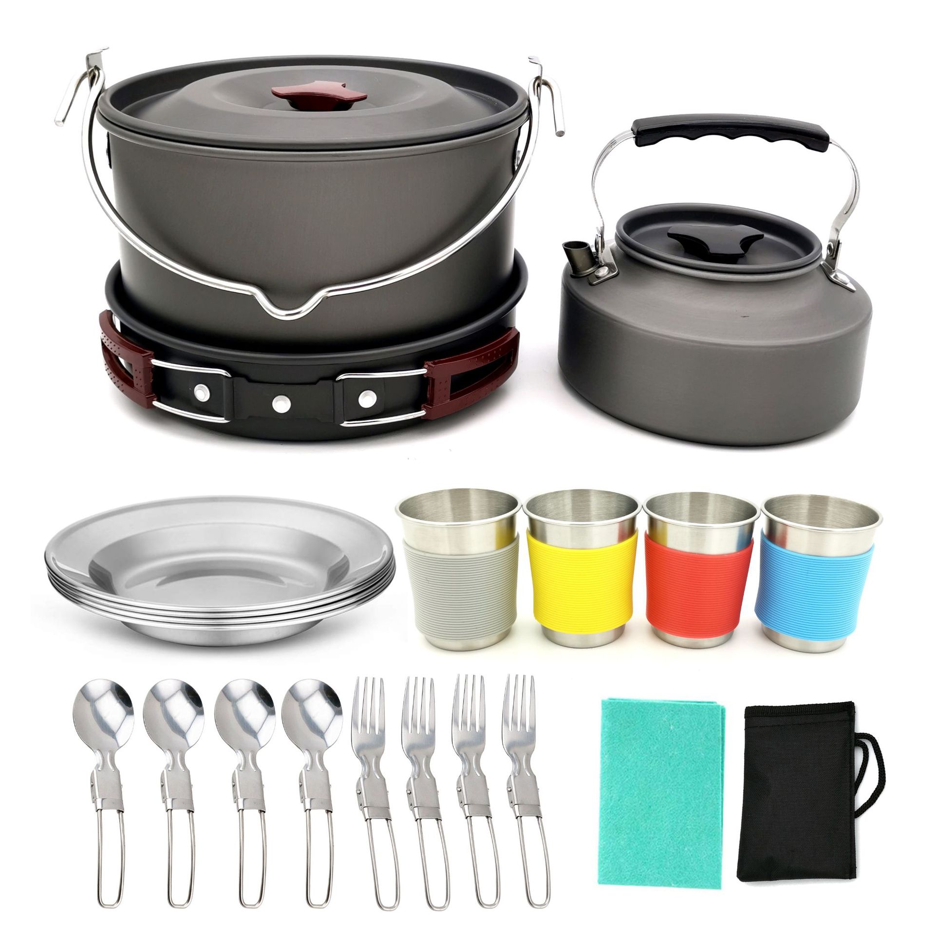 Camping Cookware Set - Reliable 7-Piece Aluminum Pot camping cookware set