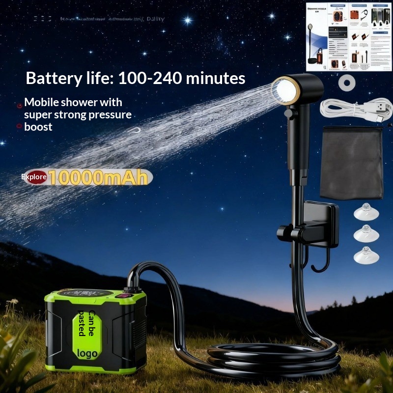 Portable camping shower: Essential 10,000mAh electric portable camping shower