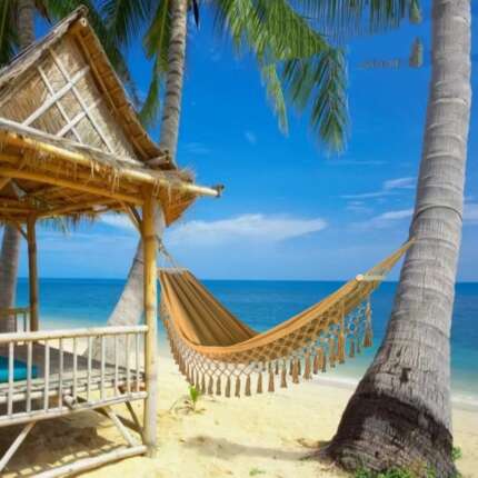 canvas hammock with wooden stick