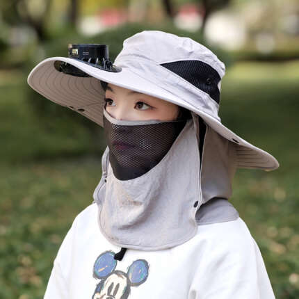 fishing hat with fan