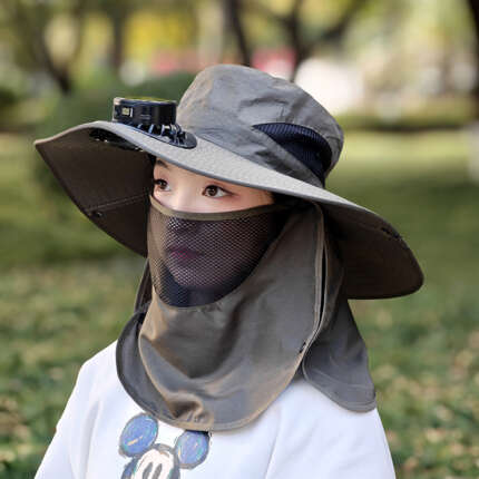 fishing hat with fan
