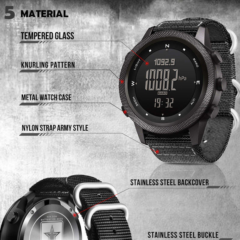 Sports Watch with Altimeter Barometer Compass 46mm sports watch altimeter barometer